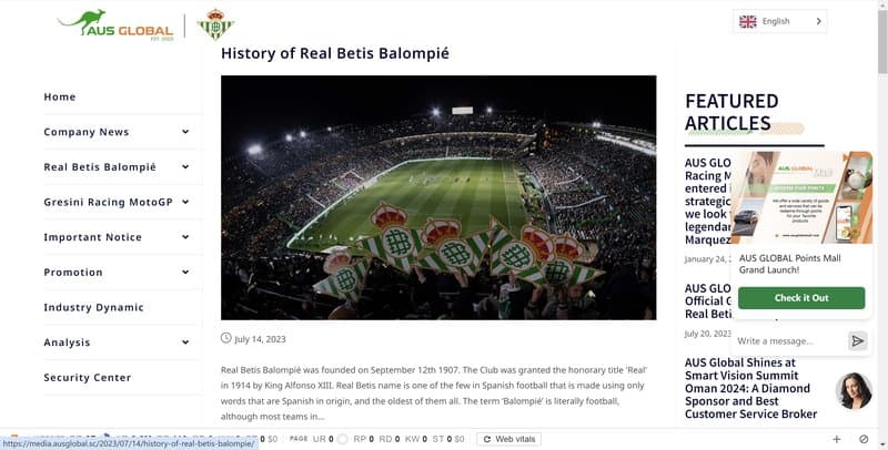 AUS GLOBAL sponsorship