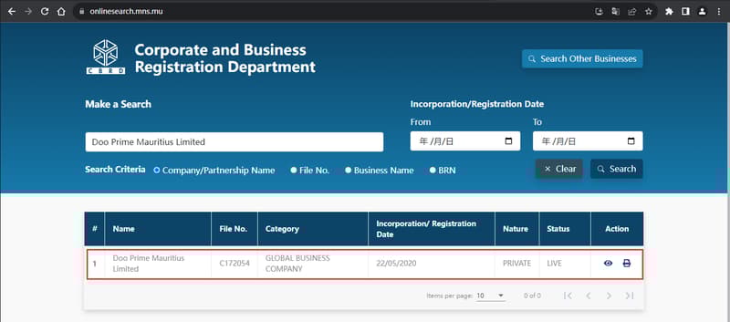 官网显示公司注册信息查询10
