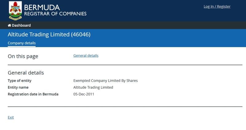 这家“Altitude Trading Limited”早在2011年就已经注册了，与AltitudeFX网站注册时间完全对不上