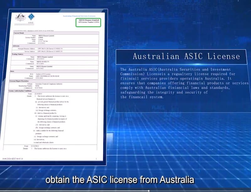 NKVO官网视频当中的“ASIC”牌照