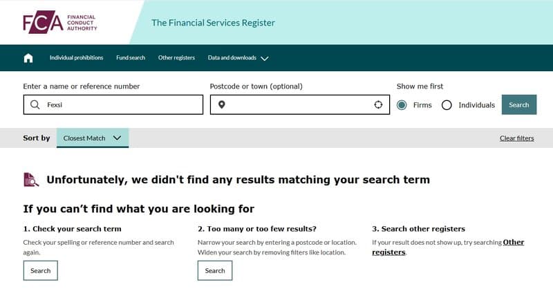 Fexsi并未出现在FCA的官方网站上