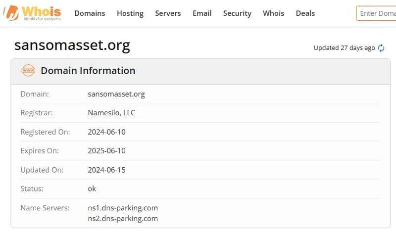 Sansom Asset网站注册时间