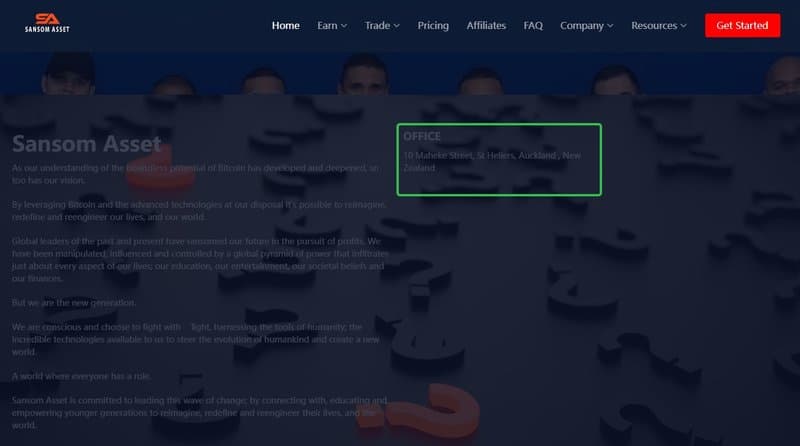 Sansom Asset在官网公布的公司地址