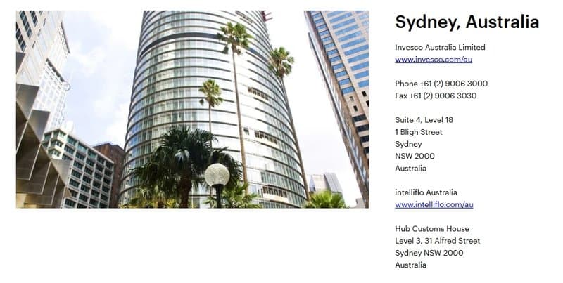 Invesco的澳大利亚分部地址