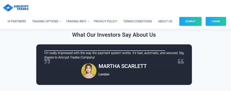 Aircrypt Trades有意思的用户“评价”