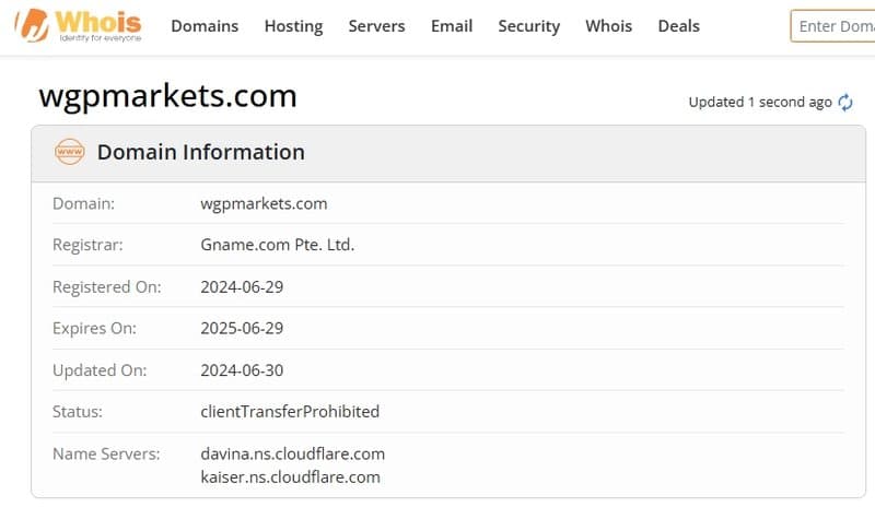WGP Markets网站注册时间