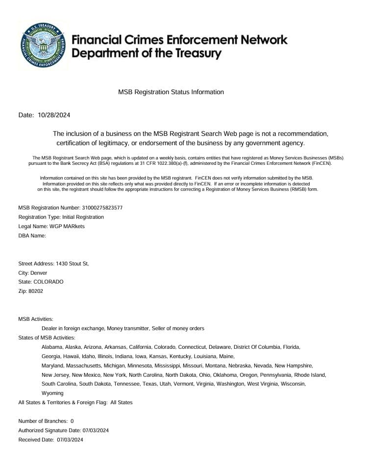 MSB Registration Status Information