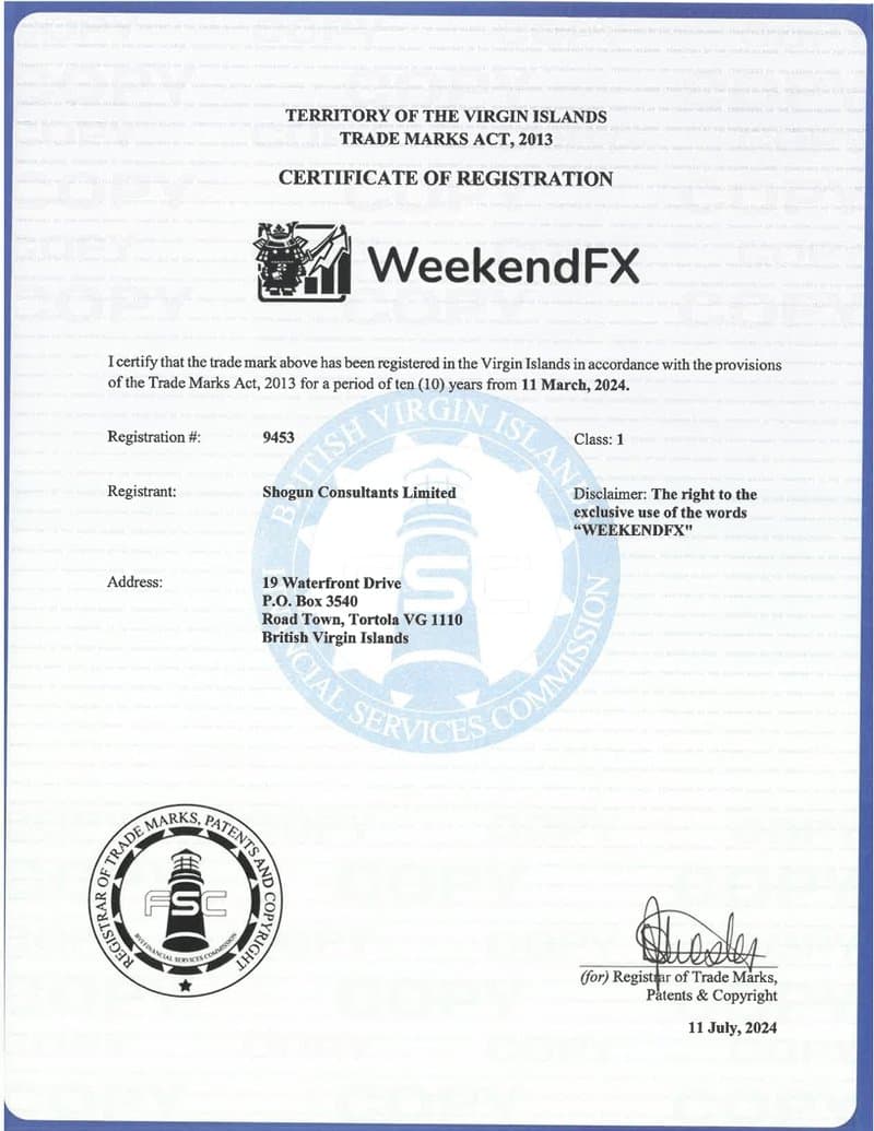 WeekendFX 在官网上公布的注册文件