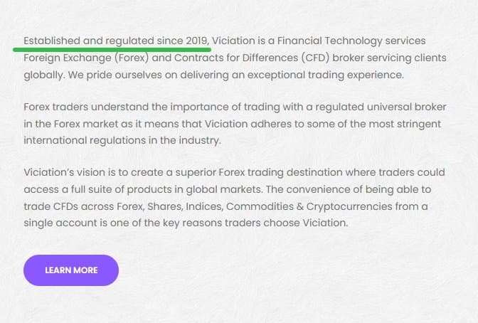 Viciation宣称公司成立于 2019 年