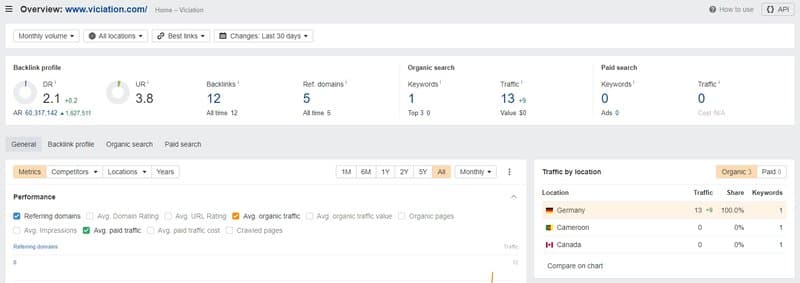 Viciation的网站流量