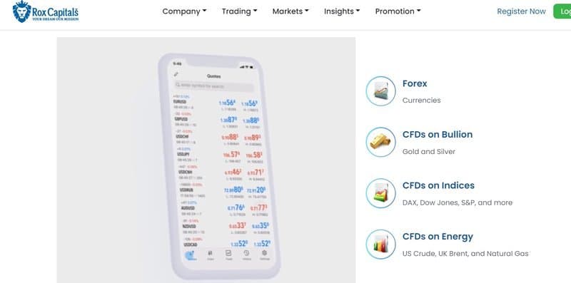 Rox Capitals的交易产品