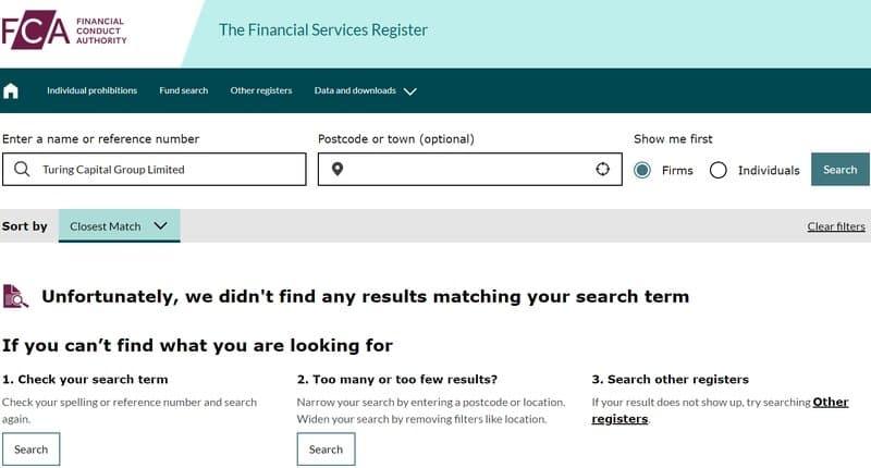 Turingfx并未在FCA进行注册