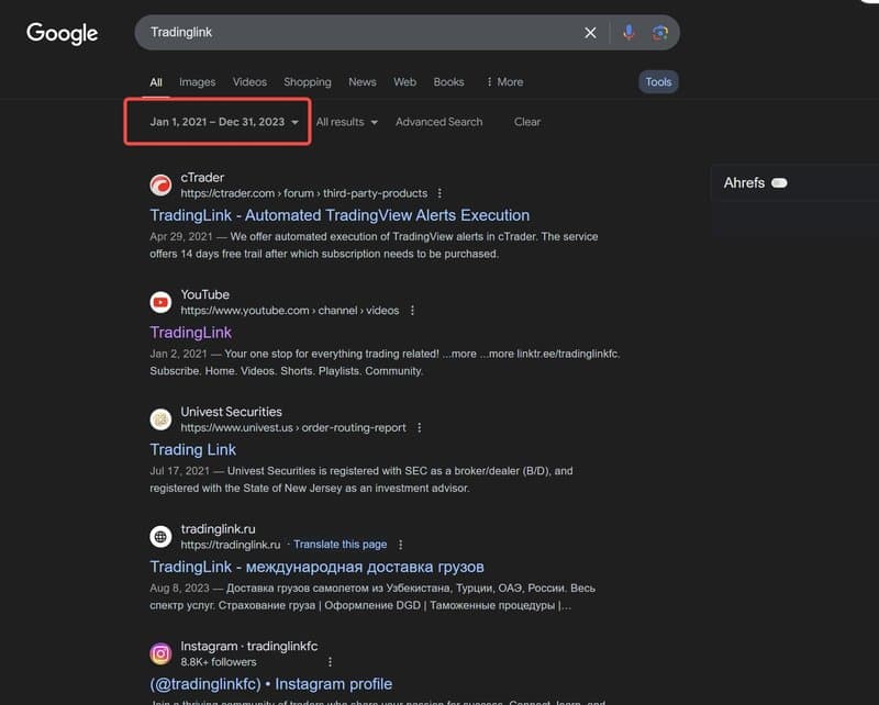 TradingL<i></i>ink Searching Results