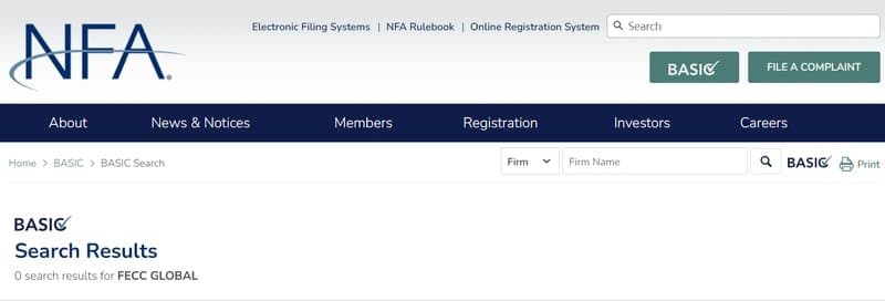 Fecc Global在NFA上没有任何注册信息