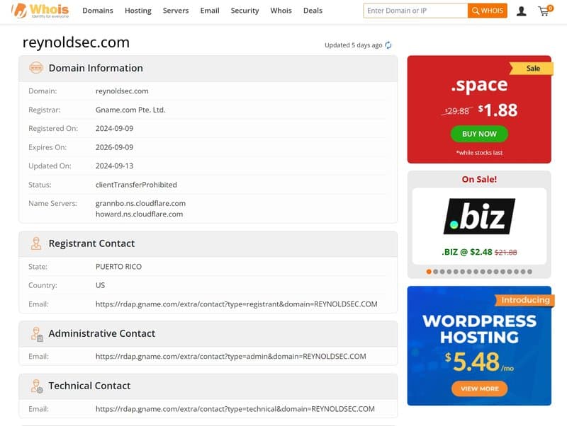 Reynold Internatio<i></i>nal Securities Ltd. domain information