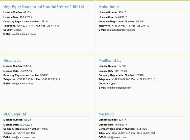塞浦路斯证券交易委员会(CySEC)并未查询到Merakifx的注册信息