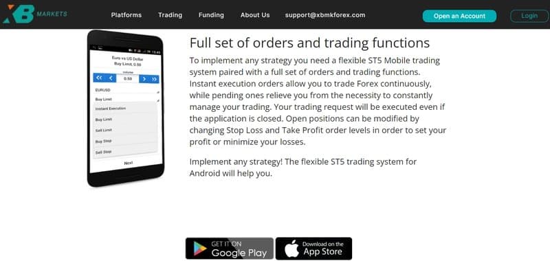 XBmkforex.com提供的交易平台