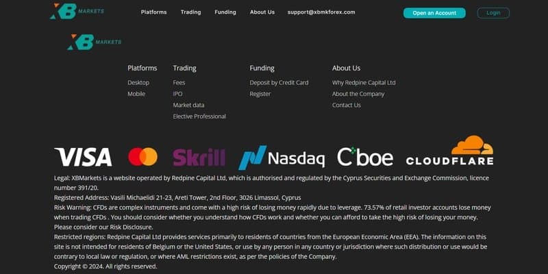 XBmkforex.com在官网宣称的信息