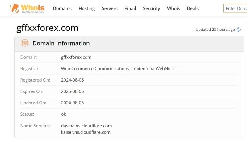 GTX EXCHANGE官网在whois上的注册信息