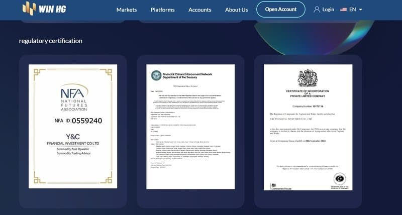 WIN HG在官网的监管声明