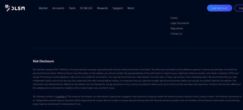 DLS MARKETS官网的监管信息