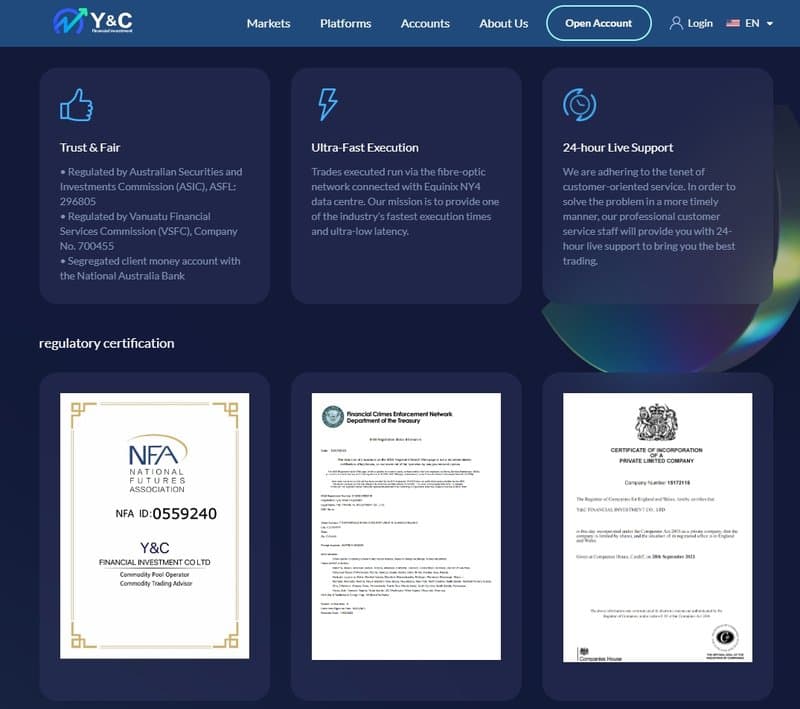 Y&C Financial Investment的注册和监管声明