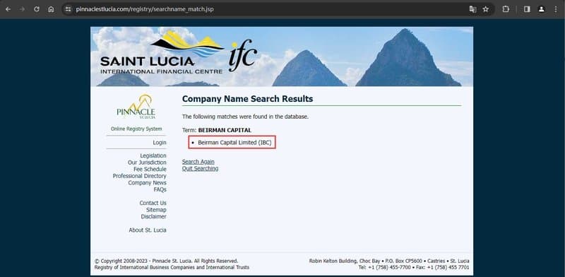 Beirmancapital在ifc所查询到的注册信息