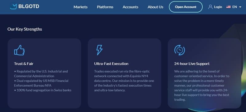 BLGOTD官网展示的监管信息