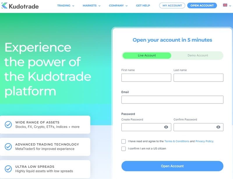 Kudotrade的开户流程