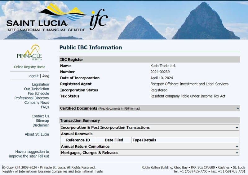 Kudotrade的圣卢西亚信息验证