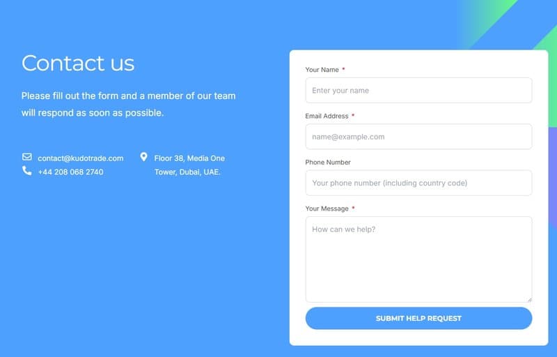 Kudotrade的客户支持
