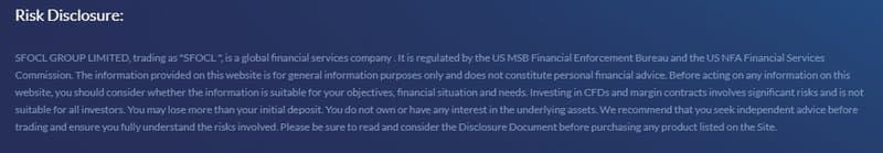 SFOCL官网上的监管声明