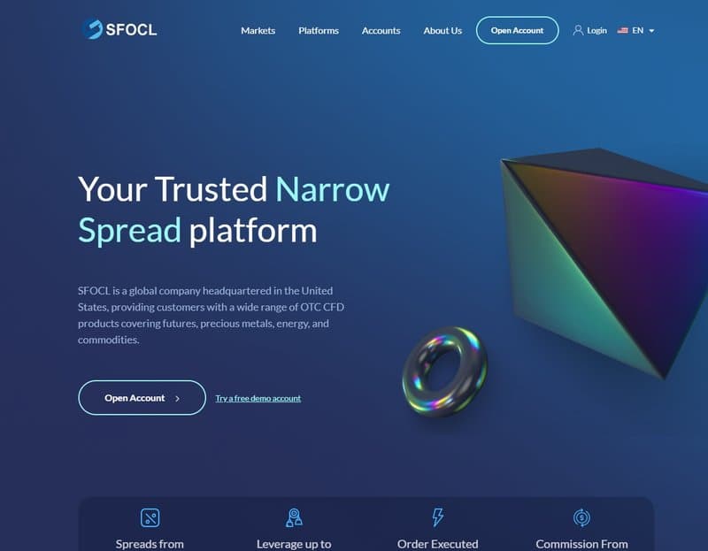 SFOCL官网上展示的交易软件内容
