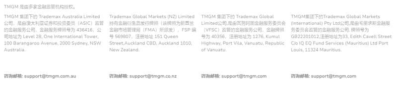 TMGM监管信息授权地址与邮箱