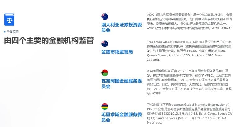 TMGM官网监管信息