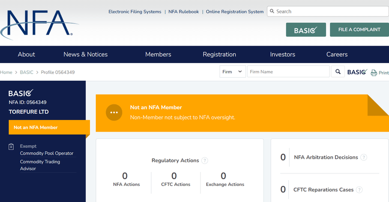 TOREFURE LTD regulation information1