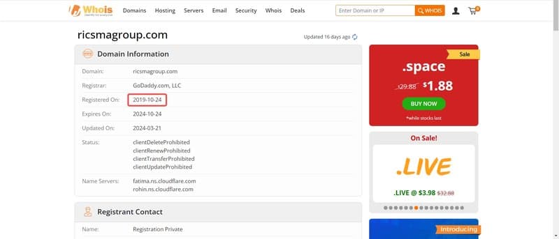 Whois Result of Rich Smart Finance