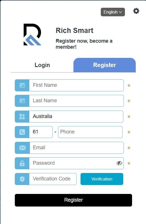 open a Rich Smart Finance account