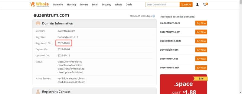Euzentrum的域名注册时间