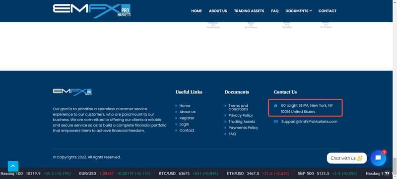 EmFxProMarkets的地址信息