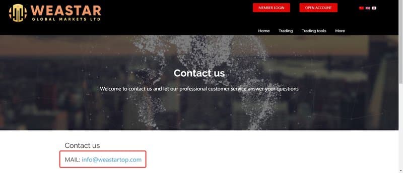 Weastar Global Markets Ltd的客户支持