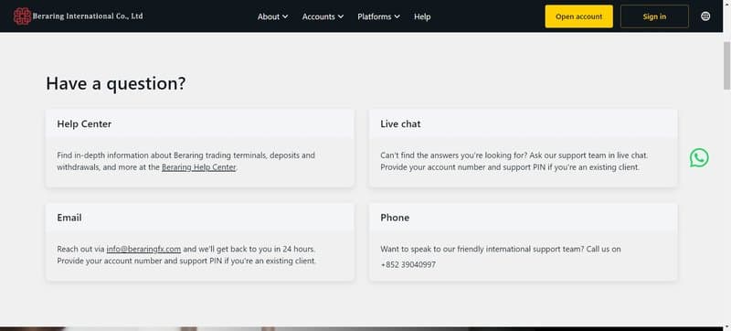 Beraring Internatio<i></i>nal Co., Ltd的客户支持