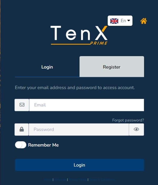登录TenX Prime账户