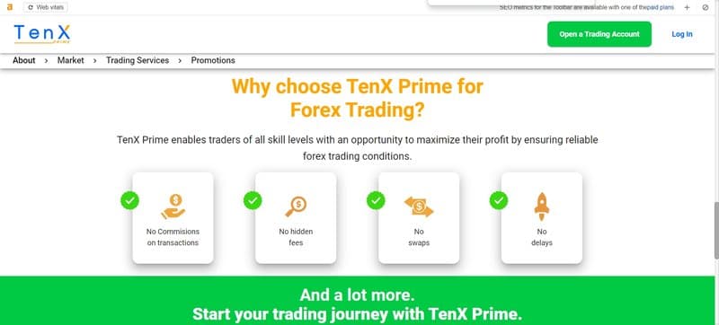 TenX Prime的佣金
