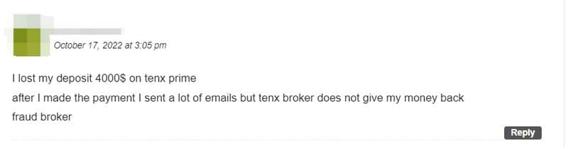 TenX Prime的客诉1