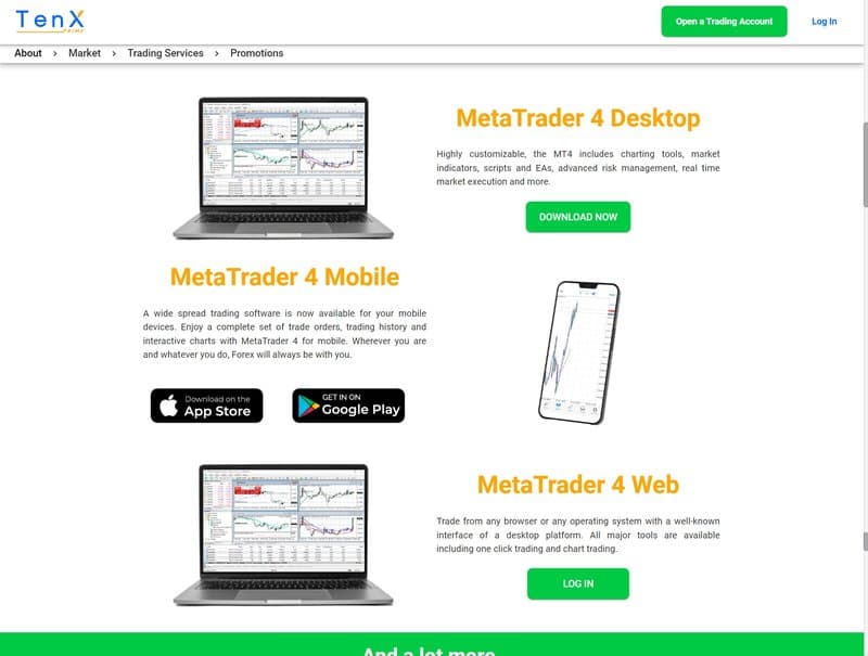 TenX Prime的交易软件