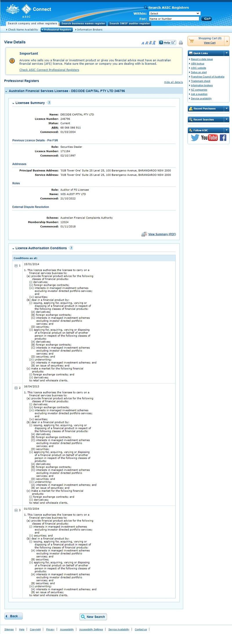 Decode Global的ASIC的监管查询