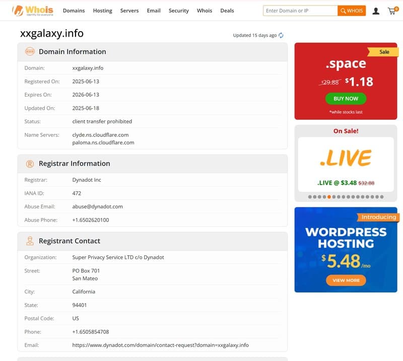 xxgalaxy.info whois record